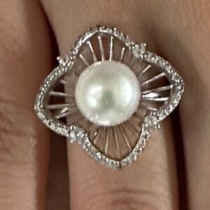 925 sterling Silver  freshwater Pearl Ring